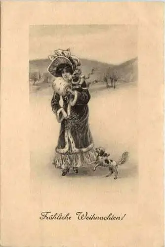 Weihnachten - Frau mit Hund -211840