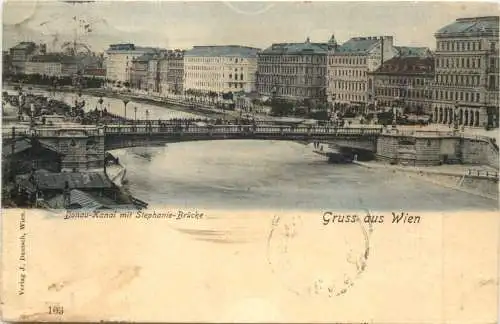 Gruß aus Wien Donau-Kanal mit Stephanie-Brücke -555232