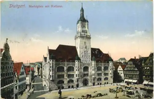 Stuttgart. Marktplatz mit Rathaus -555604