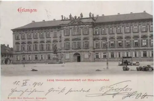 Erlangen Schloß (Universitätsbibliothek) und Margrfendenkmal, -556092
