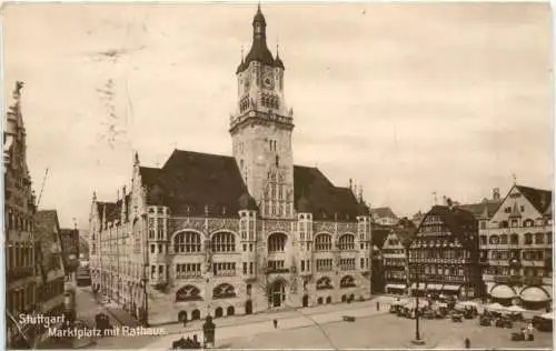 Stuttgart Marktplatz mit Rathaus -556220