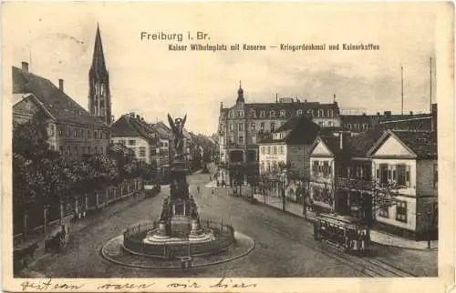 Freiburg Kaiser Wilhelmplatz mit Kaserne -Kriegerdenkmal -556272