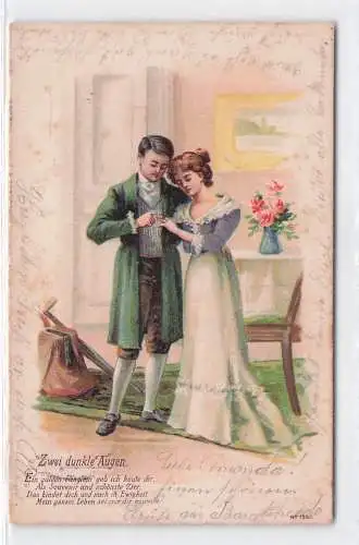 Paare Poesie Gedicht Zwei dunkle Augen Ring Litho Kat. Poesie -792890