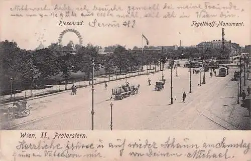 Wien, II., Praterstern Riesenrad Tegetthoff-Monument. -792856