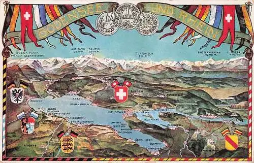 Konstanz Karte Gesamtansicht Berg See -792824