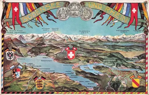 Konstanz Karte Gesamtansicht Berg See -792824