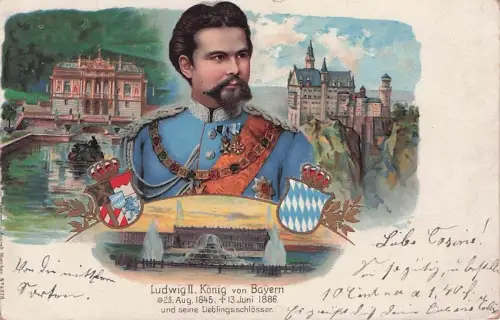 König Ludwig II. und seine Schlösser Lithoauflage um 1900 -792806