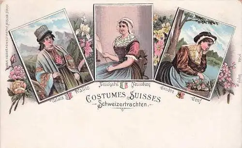 Lithographie Schweizertrachten -792808
