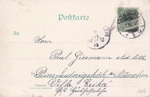 Litho Hamburg, Alter Jungfernstieg und Alsterdamm, Kirchtürme -792772