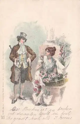 POSTKARTE EINES GALÁN UND EINER FRAU DER ZEIT -792764