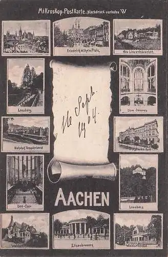 Aachen Mikroskopkarte: Platz, Linzenhäuschen, Bahnhof 1906 -792712