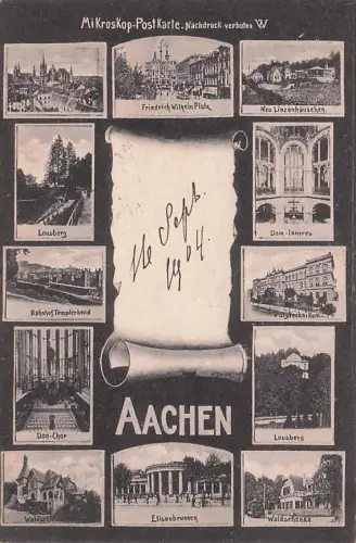 Aachen Mikroskopkarte: Platz, Linzenhäuschen, Bahnhof 1906 -792712