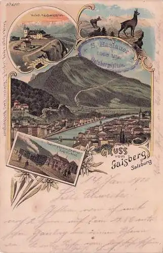 Gruss vom Gaisberg - Salzburg Ansichtskarte Litho -792578