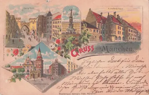 Muenchen Gasthaus Loewenbraeukeller Karlstor Rathaus Brunnen K. -792590