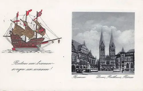 AK Bremen, Gesamtansicht, Schiff in Fahrt -792594