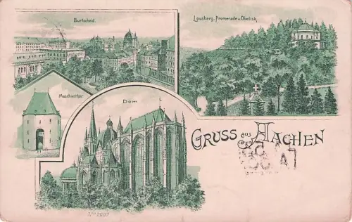 Aachen Maschiertor Dom Lousberg Burtscheid Lithographie Aachen -792608