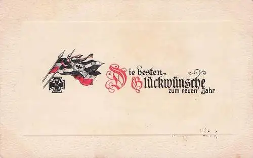 1915 Neujahr Schwarz-Weiß-Rot Reichskriegsflagge AK Kriegsfeiertag -792632