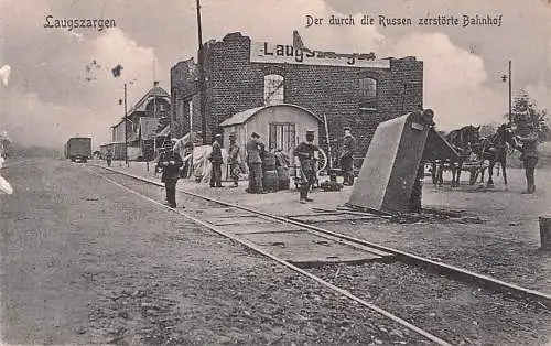 Von den Russen zerstörter Bahnhof Lauksargiai1916 -792672