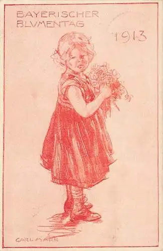 Bayerischer Blumentag 1913 Maedchen sign Prof. Carl Marr -792896