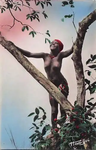 Ivory Coast LACHENDE JUNGE NACKTE FRAU Elfenbeinküste -792974