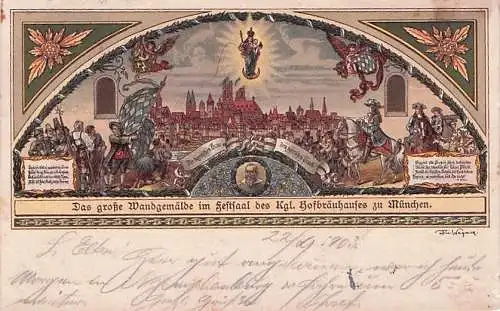 Muenchen Hofbraeuhaus Wandgemaelde Festsaal Kat. Muenchen -792962