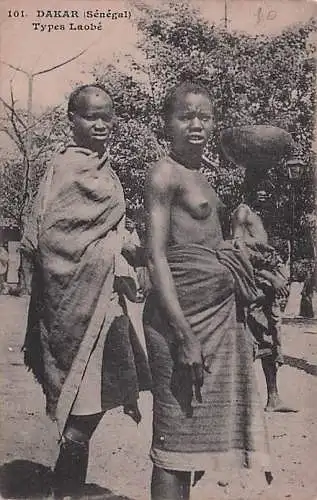 Ethnischer weiblicher Akt, Dakar, Typen Laobé, Vintage-Postkarte -793020