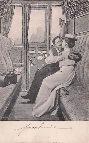 Postkarte - Alte Zeiten - Bahnreisen Kitsch -793148