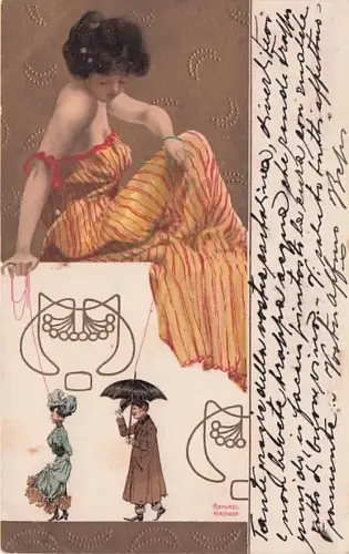 Raphael Kirchner - Junge Frau vor dem Spiegel Jahr 1901