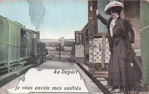 Cpa Abfahrt vom Bahnsteig Blois Frau Ich sende Ihnen meine Grüße wn0198 -793132
