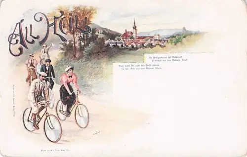 AK All Heil!, In Heil`genkreuz bei Rebensaft..., Radfahrer auf Fahrrad -793312