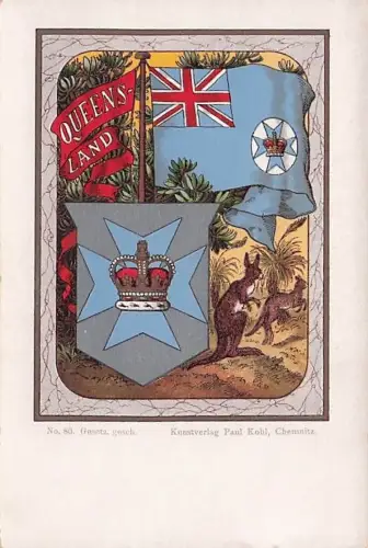 Queens Land Wappen No. 80 Paul Kohl Chemnitz Lithographie Queensland -793322