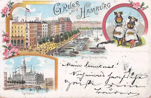 Hamburg Alter Jungfernstieg Rathhaus Vierlaenderinnen Kat. Hamburg -793310