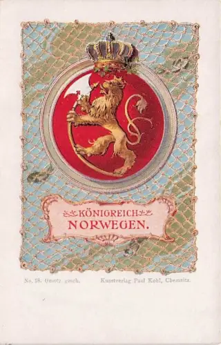 KONIGRE NORWEGEN. Gesetz. gesch. Kunstverlag Paul Kohl, Chemnitz. -793336