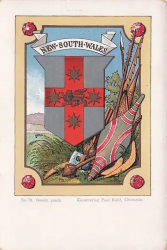 New-South Wales, Wappen-AK, Verlag Paul Kohl Chemnitz -793342