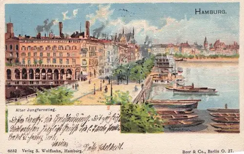 Lithographie Hamburg-Neustadt, Blick auf den Alten Jungfernstieg -793362