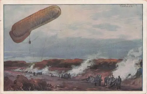 Zeppelin AK 1. WK - Fesselballon unsere Artilleriewirkung beobachten -793406