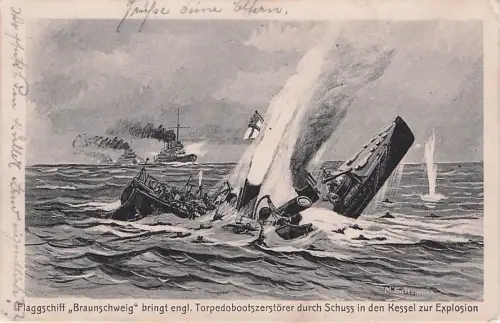 Ak Saltzmann, M., Deutsches Kriegsschiff, Flaggschiff Braunschweig -793398