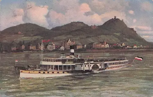 DAMPFSCHIFFAHRT RHEIN nach Ölgemälde Paul Pützhofen - Bingen am Rhein -793432