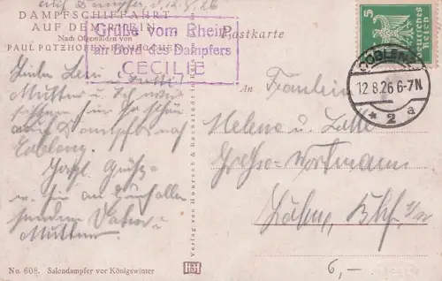 DAMPFSCHIFFAHRT RHEIN nach Ölgemälde Paul Pützhofen - Bingen am Rhein -793432