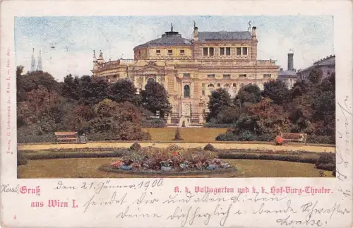 AK Wien, K. k. Volksgarten mit Blick auf Burgtheater -793454