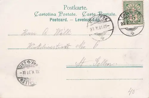 JUGENDSTIL DAME auf STUHL, AUSGEFALLENER HUT LITHOGRAPHIE 1902 -793452