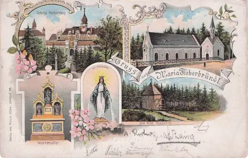 Lithographie Kaibing, Maria Fieberbründl, Gandenalter, Schloß Herberstein, Die alte Kapelle -793468