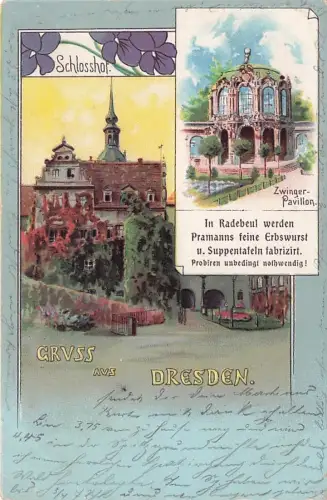 AK Dresden, Schlosshof, Zwinger-Pavillon -793500