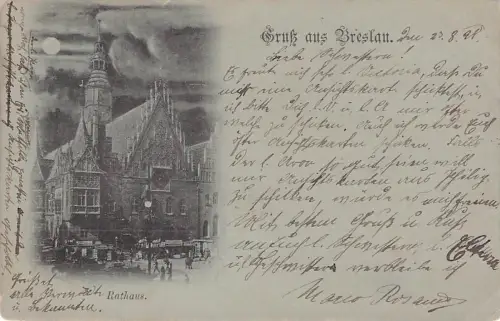 Gruß aus Breslau, Otto Malinowski, Rathaus, Ansichtskarte 1901 -793530