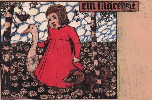 sign.Spiegel Ferdinand Kind Gans Ein Maerchen Dackel 1901 -793568