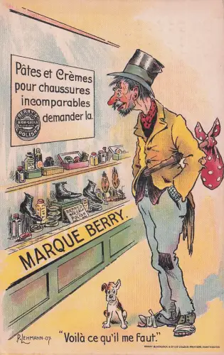französische Werbeanzeige für Schuhcreme und -pasten der Marke Berry aus dem Jahr 1907. -793556