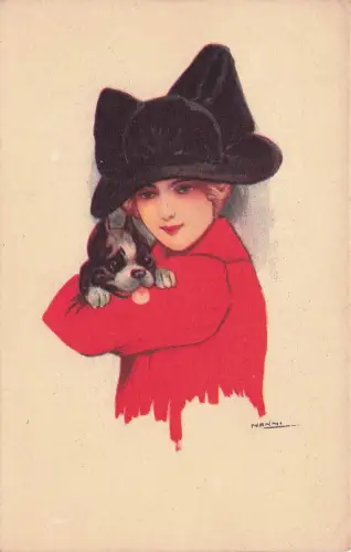 Künstler signiert Nanni Glamour Lady Mode Boston Terrier Hund Serie 205-4 -793560