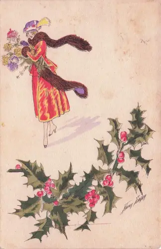 CPA – ILLUSTRATOR – XAVIER SAGER – FROHES NEUES JAHR – HOLLY -793550