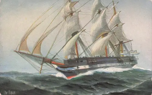 Die deutsche Fregatte SMS Niobe (Stapellauf 1849) auf einem Gemälde von Christopher Rave. -793690