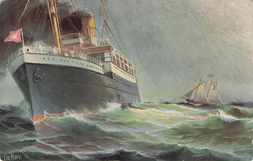 Ak Dampfer, Dampfschiff, Segelschiff, Sturm -793724